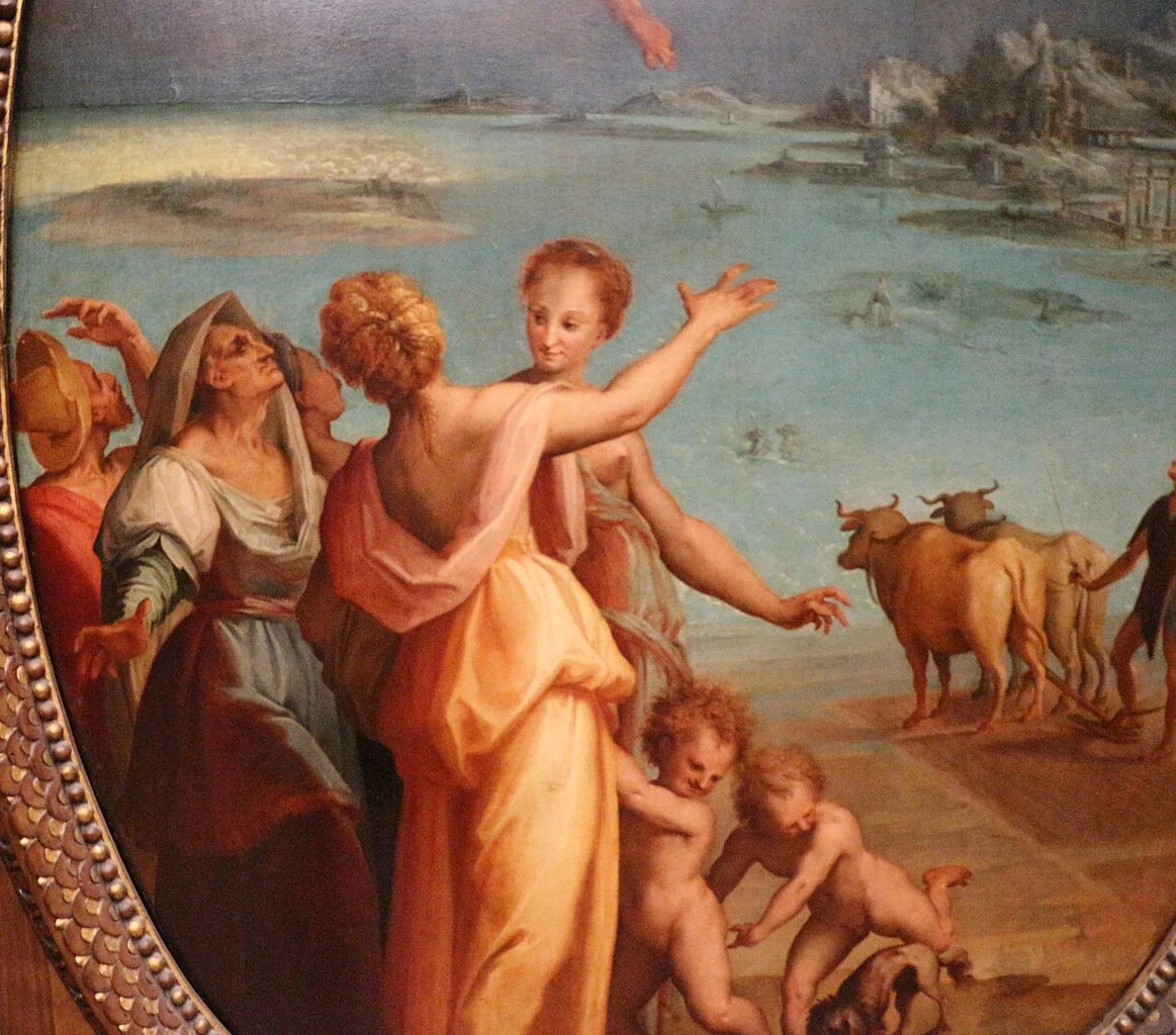 Caduta di Icaro, Firenze, Palazzo Vecchio, Studiolo di Francesco I de' Medici - dettaglio 1